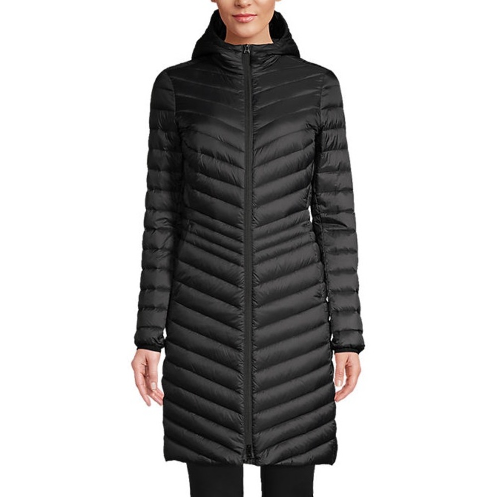 Lands End ultra light down women’s coat jacket black